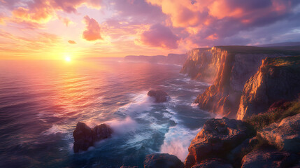 Obraz premium Serene Twilight Over Rocky Shores 