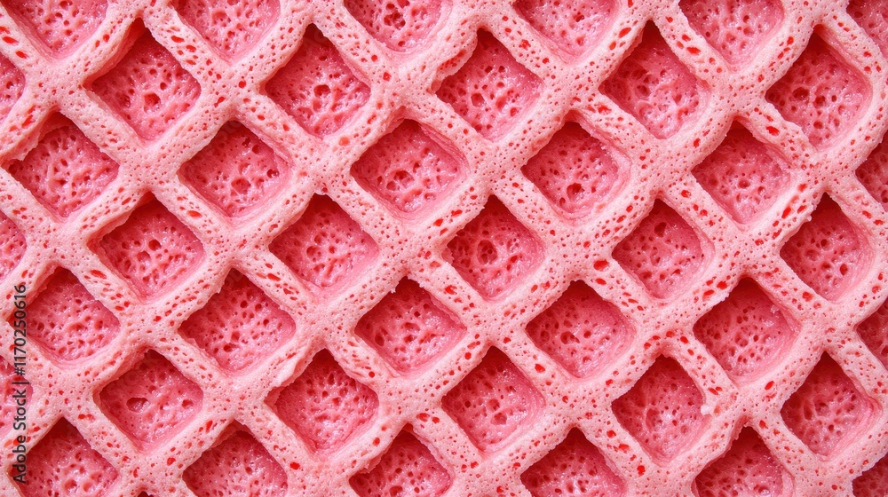 Poster textured pink ice cream waffle cone with unique pattern design