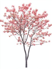 Fototapeta premium A tree in full bloom with pink flowers, signifying springtime. It evokes a sense of freshness and renewal.