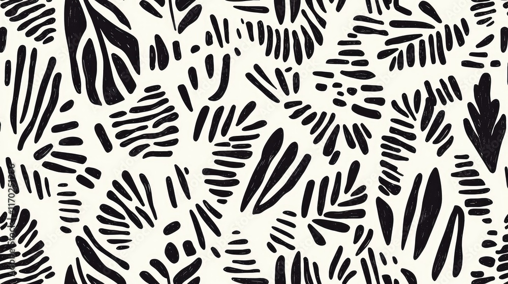 Poster black and white abstract leaf pattern background for design projects