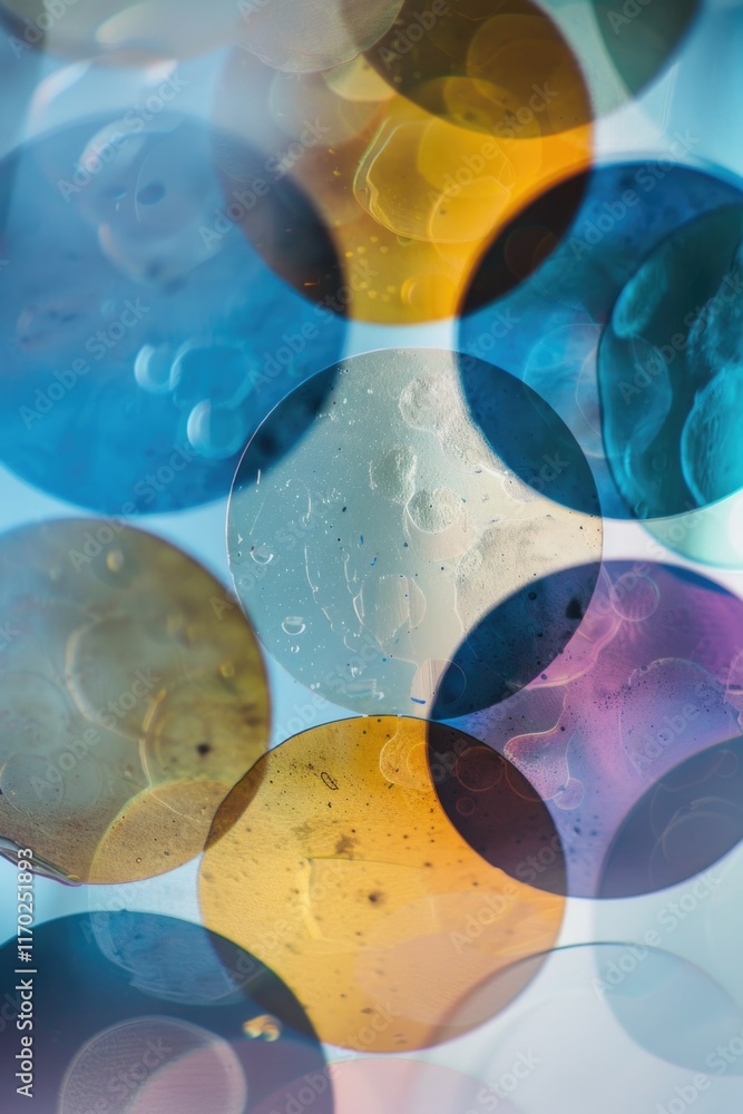Poster close-up of assorted beads with textured surfaces in multiple colors.