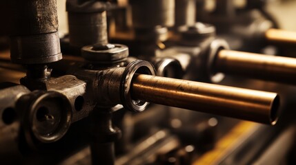 Close-Up of Industrial Pipe and Valve Machinery