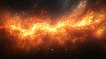 Obraz premium Fiery cosmic energy, abstract fiery nebula, swirling plasma, hot gas, inferno, fiery texture.