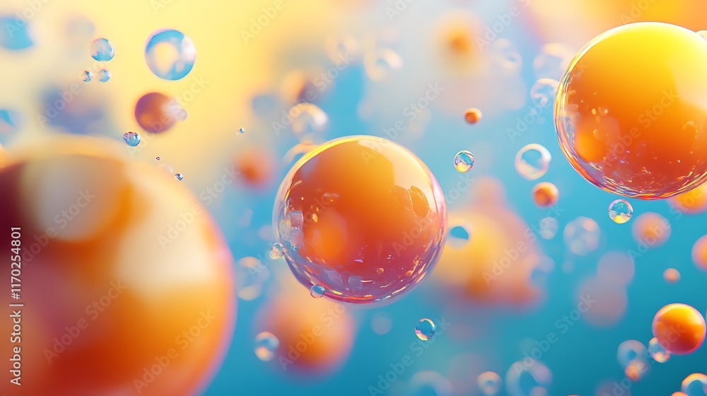 Aufkleber abstract image of colorful spheres floating in a vibrant background