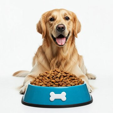 Golden Retriever Hund vor Futternapf