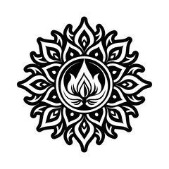 A glyph style icon of fire lotus symbol