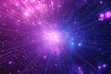 Fototapeta premium Abstract glowing purple and pink light burst background.
