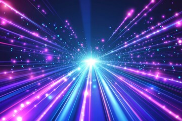 Abstract vibrant light streaks converging at a bright center.