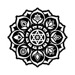 A solid style icon of floral chakra symbol