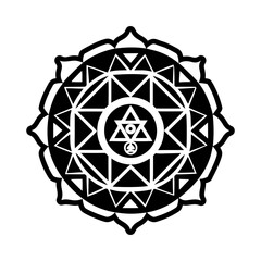 Geometric mandala symbol icon in solid style