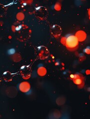 Microscopic droplets on a surface with high magnification, emphasizing scientific and medical applications.