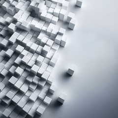 shifted white cube boxes block background wallpaper banner with copy space