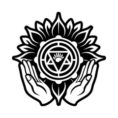 Obraz premium Healing hands icon in glyph style