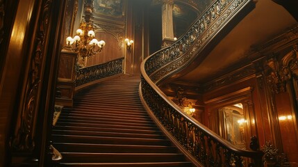 Elegant Spiral Staircase in Luxurious Vintage Interior Design