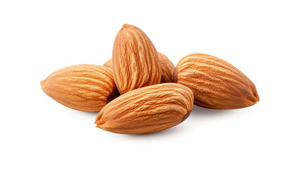 A pile of almonds on a white background on transparent background