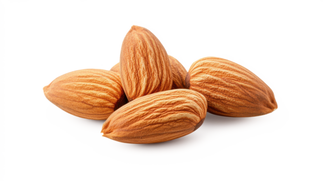 A pile of almonds on a white background on transparent background