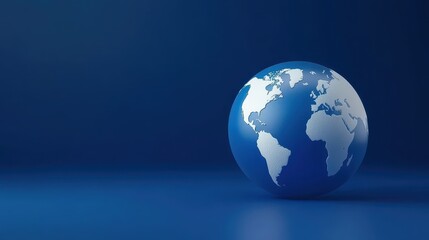 Blue globe on blue background, minimalist representation of earth, world, global, planet and sphere