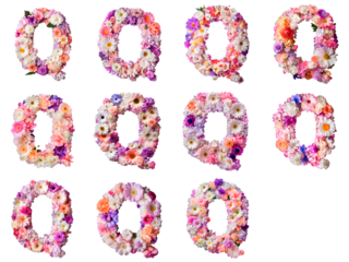 Floral Letter 'Q' with Vibrant Spring Flowers