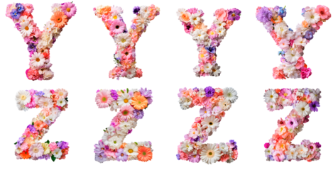 Floral Letter 'Y', 'Z' with Vibrant Spring Flowers