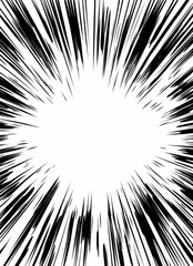 Fototapeta premium Abstract black and white radial burst graphic design element with central empty space.