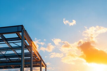 Modern steel factory showcasing its innovative design and advanced manufacturing processes in a dynamic industrial landscape.