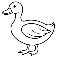 Cute Silhouette of a duck line art vector cartoon illustration