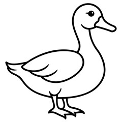 Cute Silhouette of a duck line art vector cartoon illustration