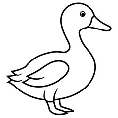 Cute Silhouette of a duck line art vector cartoon illustration