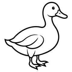 Cute Silhouette of a duck line art vector cartoon illustration