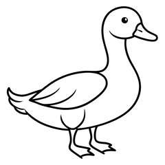 Cute Silhouette of a duck line art vector cartoon illustration