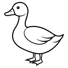 Cute Silhouette of a duck line art vector cartoon illustration