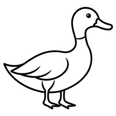 Cute Silhouette of a duck line art vector cartoon illustration