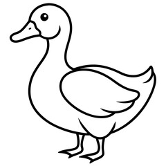 Cute Silhouette of a duck line art vector cartoon illustration