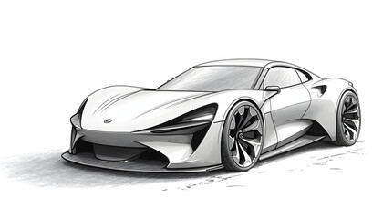 Sleek Sports Car Sketch: Graphite Design, Modern Aesthetics