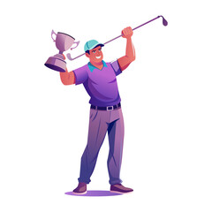 Golf winner flat character illustration 
