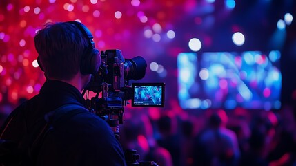 Cameraman filming a concert.