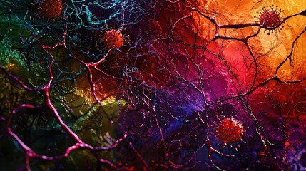 Vibrant Abstract Representation of Viral Spread in a Colorful Network