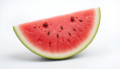 Juicy Pink Watermelon Wedge on White Background