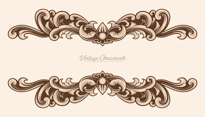 Luxury border ornaments vector in victorian style. monochrome vintage colour