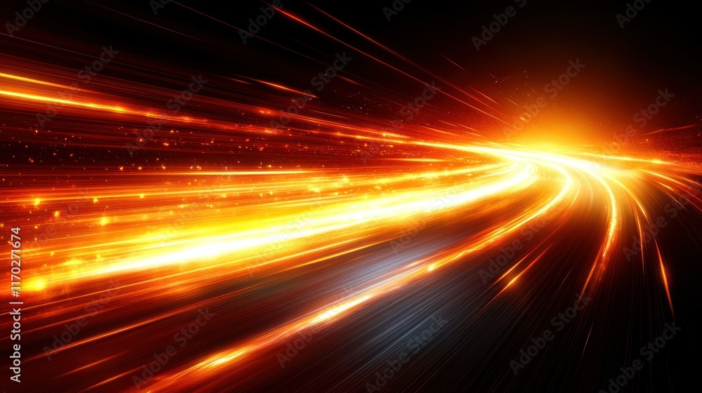 Poster abstract light trails creating a dynamic visual effect.