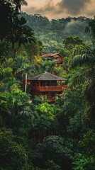 Lush Jungle Retreats Surrounded by Tropical Greenery and Palm Trees