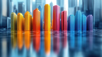 Obraz premium Colorful city skyline reflection.