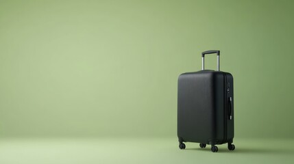 Black Suitcase on Green Background: Travel Essentials