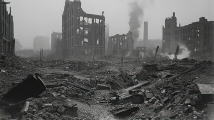 Desolate Urban Landscape After Devastating Fire and Destruction