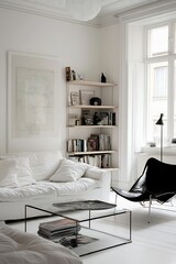 Bright and Airy Living Room with Minimalist Furniture and Decor