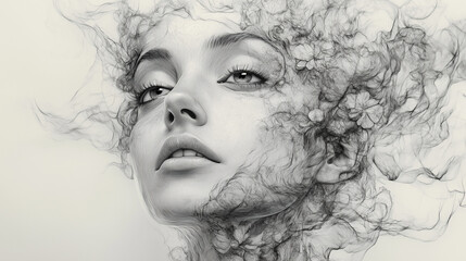 Fototapeta premium Depression woman sketch