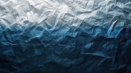 Fototapeta premium Abstract crumpled paper texture with gradient blue and white color.