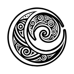 A glyph style icon of a moon tattoo