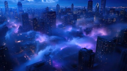 Enchanted Metropolis Nighttime Aerial View 