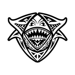 A glyph style icon of a scary shark